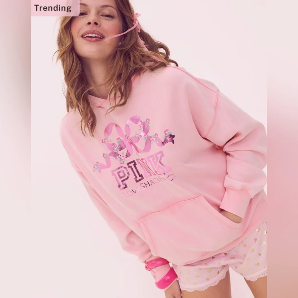 NWT PINK x LoveShackFancy Oversized Hoodie🩷 - Picture 3 of 15